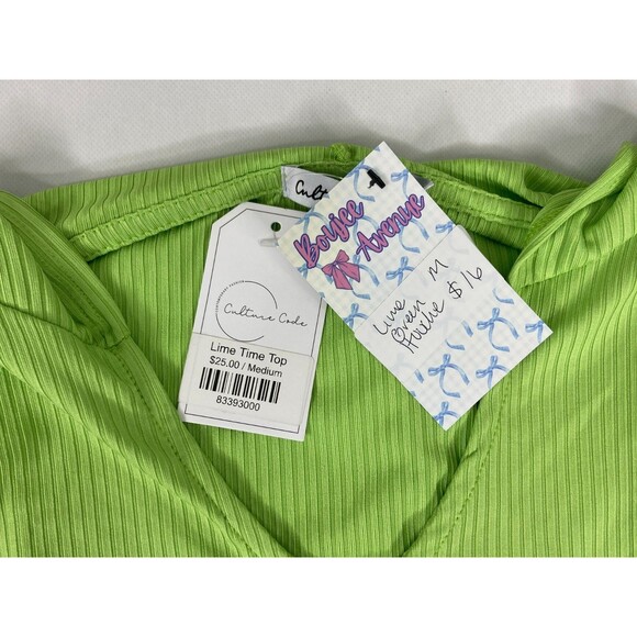 Culture Code Women Medium Green Hoodie Shirt Sleeveless Ribbed Lightweight NWT - Picture 6 of 9